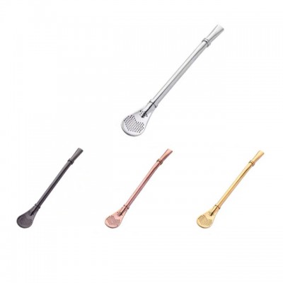 filter tea stainless steel straw spoon