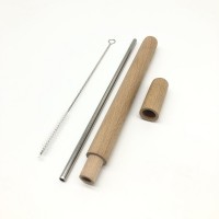 stainless steel straw with wooden package