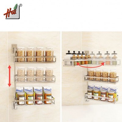 Rotatable Wall 3-Layers Kitchen Seasoning Storage Rack