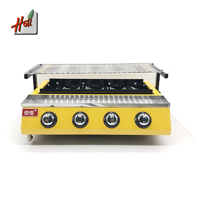 Amazon Top selling High quality professional Manufacturer  Portable Small Four Round Yellow Gas BBQ Grill